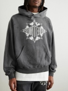 SAINT Mxxxxxx - Denim Tears Logo-Print Distressed Cotton-Jersey Hoodie - Gray