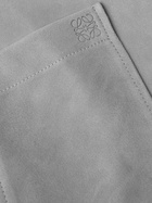LOEWE - Oversized Logo-Debossed Suede Overshirt - Gray
