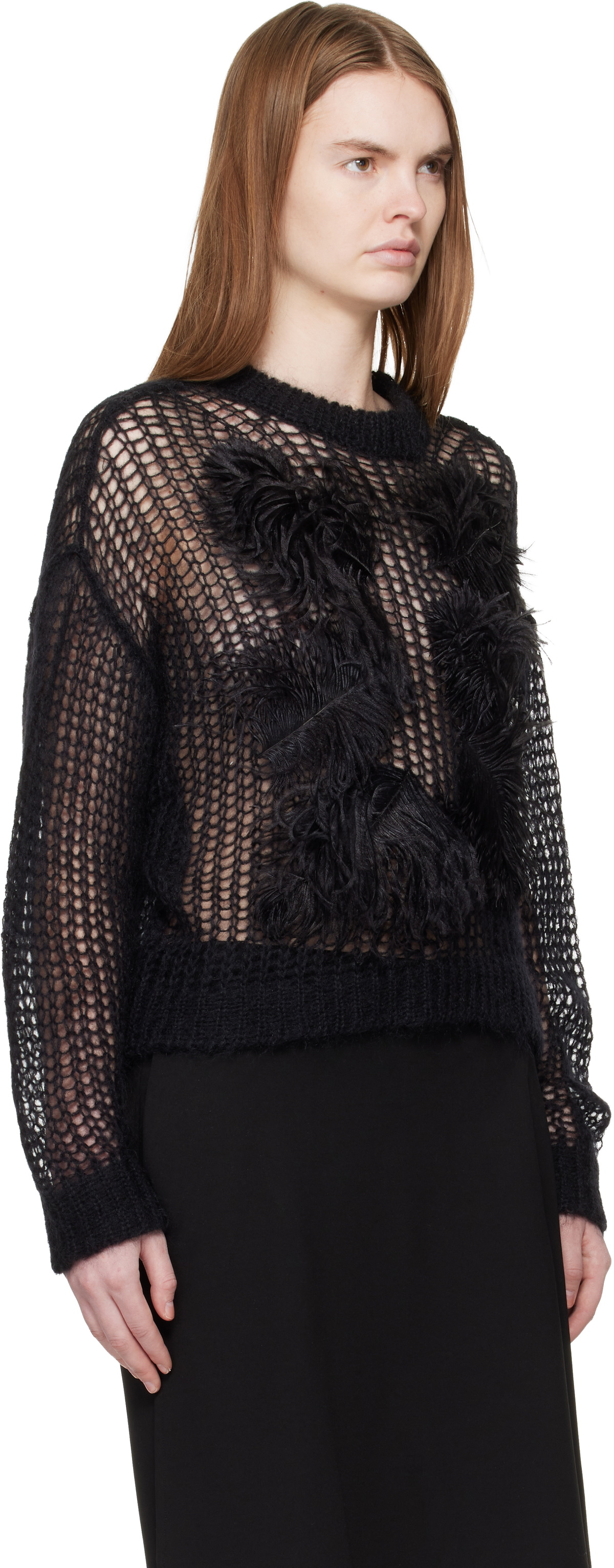 The Attico Black Light Mohair Feather Sweater