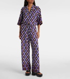 Dries Van Noten Printed mid-rise crêpe wide-leg pants