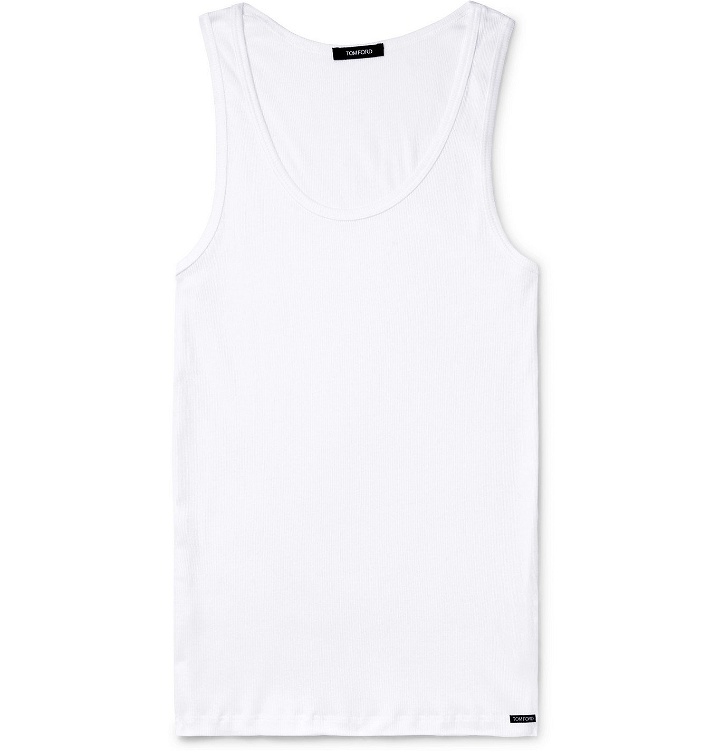 Photo: TOM FORD - Ribbed Cotton and Modal-Blend Jersey Tank Top - White