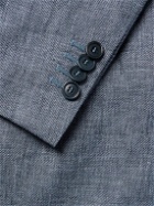 De Petrillo - Slim-Fit Double-Breasted Linen Suit Jacket - Blue