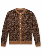 Noah - Leopard-Jacquard Wool Cardigan - Brown