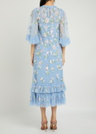 Needle & Thread Gloss Floral-embellished Tulle Midi Dress Blue