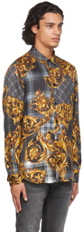 Versace Jeans Couture Black Tartan Baroque Shirt