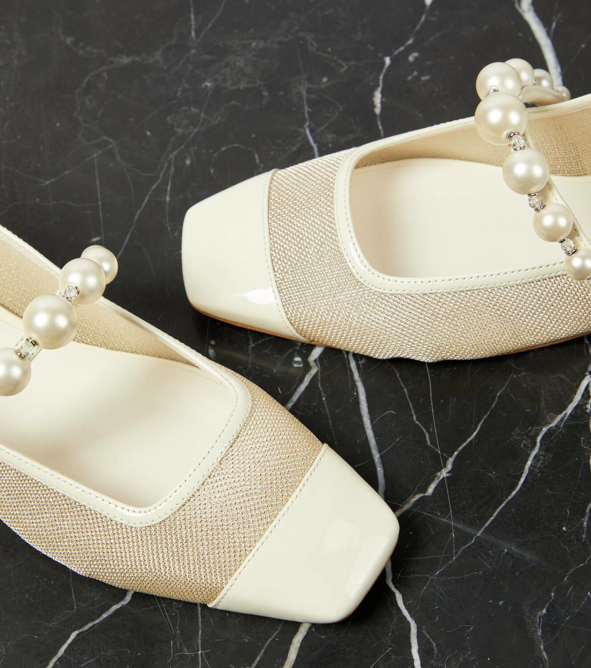 新品JIMMY CHOO ADE FLAT 37 Ade embellished satin Mary Jane flats in beige - Jimmy Choo