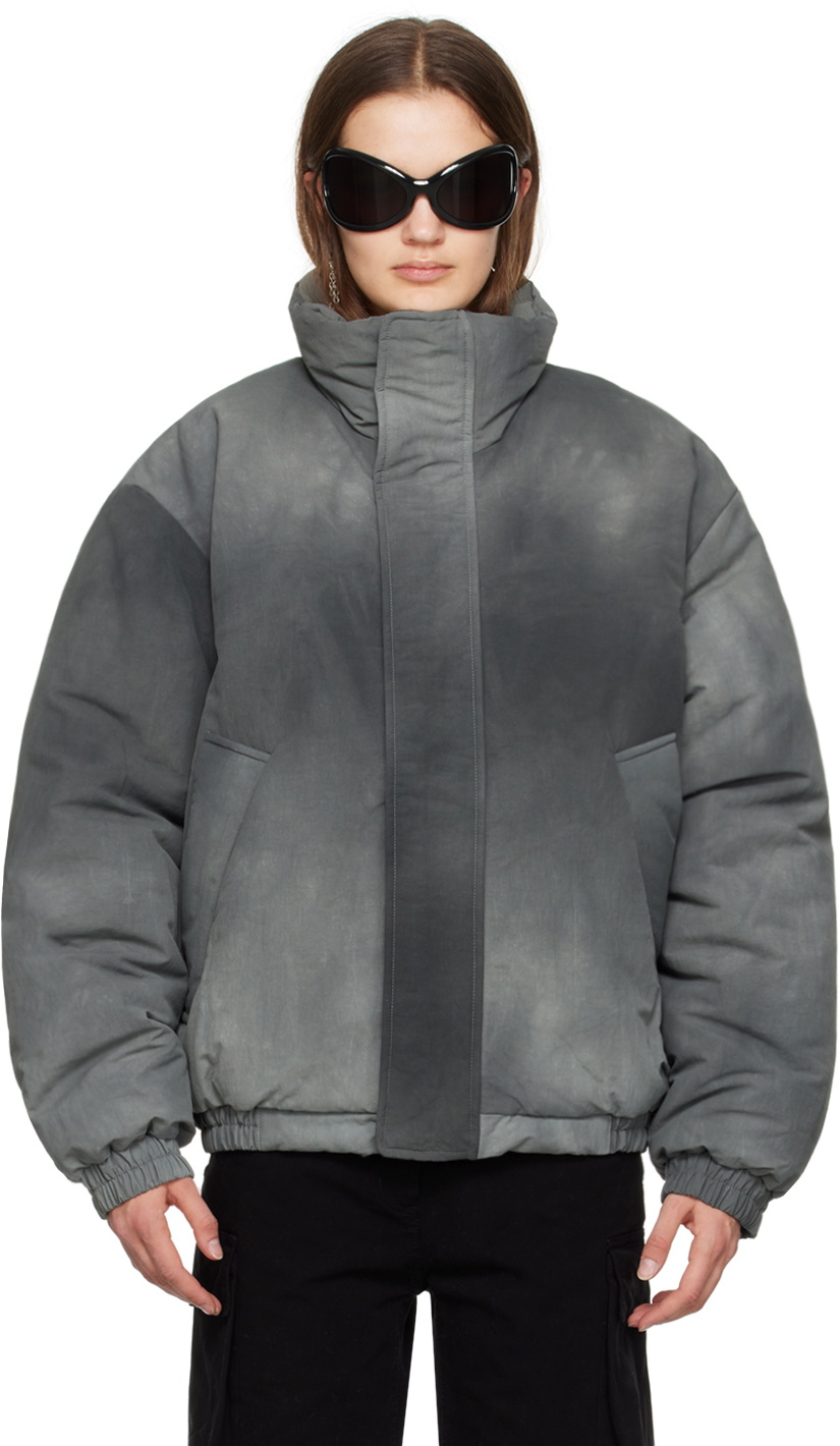 Acne Studios Gray Garment-Dyed Puffer Jacket Acne Studios