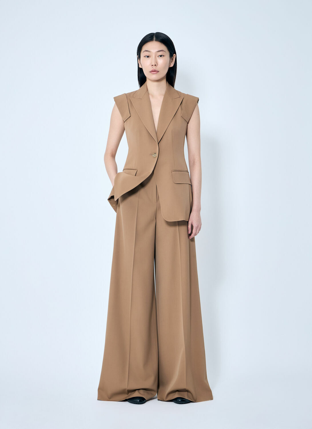 Max Mara Sleeveless Gabardine Jacket