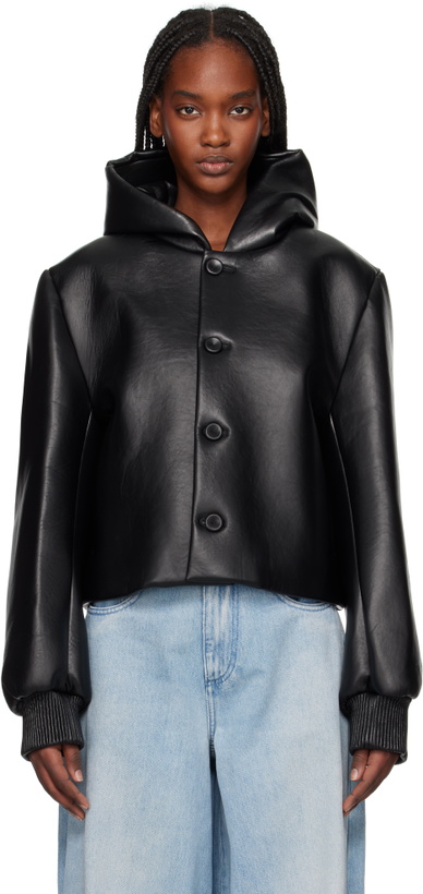 Photo: JW Anderson Black Cropped Hooded Blouson Leather Jacket
