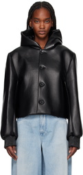 JW Anderson Black Cropped Hooded Blouson Leather Jacket