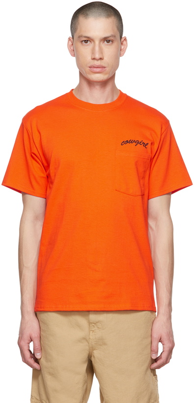 Photo: Cowgirl Blue Co Orange Pocket T-Shirt