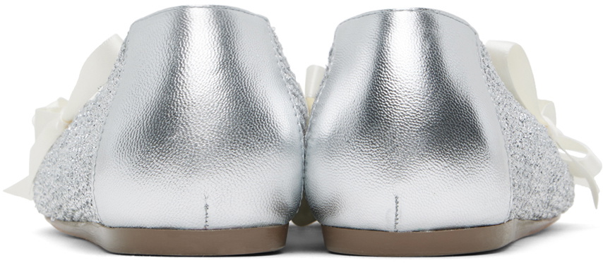 Simone Rocha Silver Bell Charm Crochet Ballerina Flats