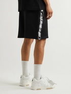 Off-White - Straight-Leg Webbing-Trimmed Jersey Shorts - Black