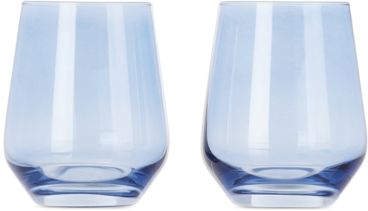 Photo: Estelle Colored Glass Two-Pack Blue Stemless Wine Glasses, 13.5 oz