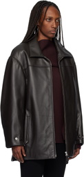 Courrèges Brown Oversized Leather Jacket