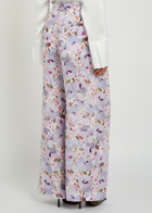Balmain Floral-print Wide-leg Silk Trousers White