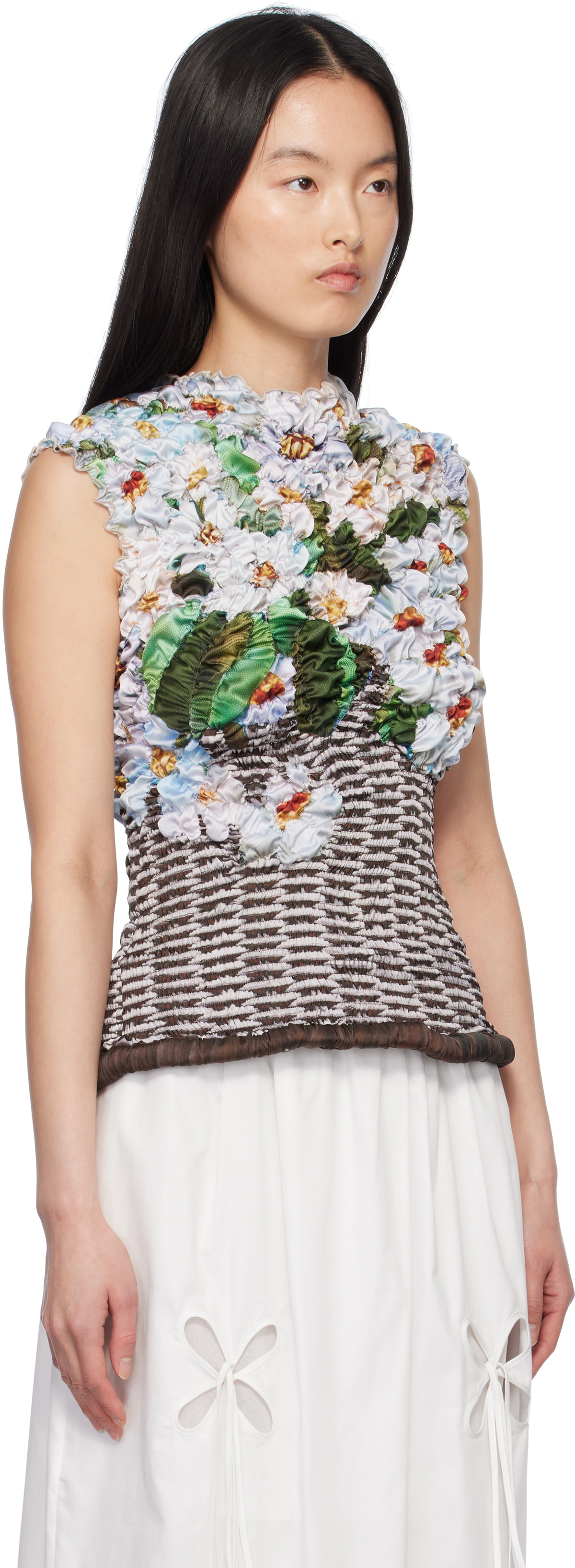 J.Kim Multicolor Basket White Blossom Tank Top