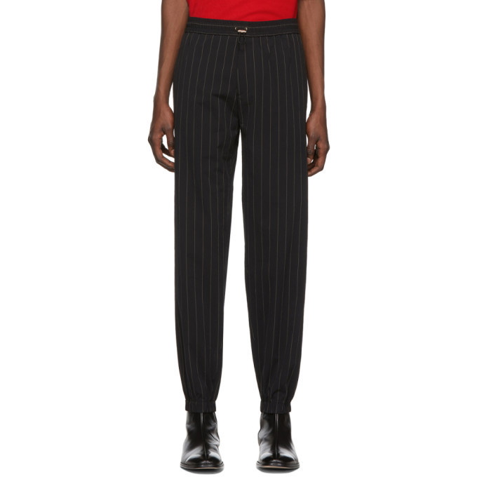 Photo: Paul Smith Black and Off-White Poplin Pinstripe Trousers