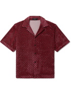 AMIRI - Logo-Embroidered Printed Velour Camp-Collar Shirt - Red