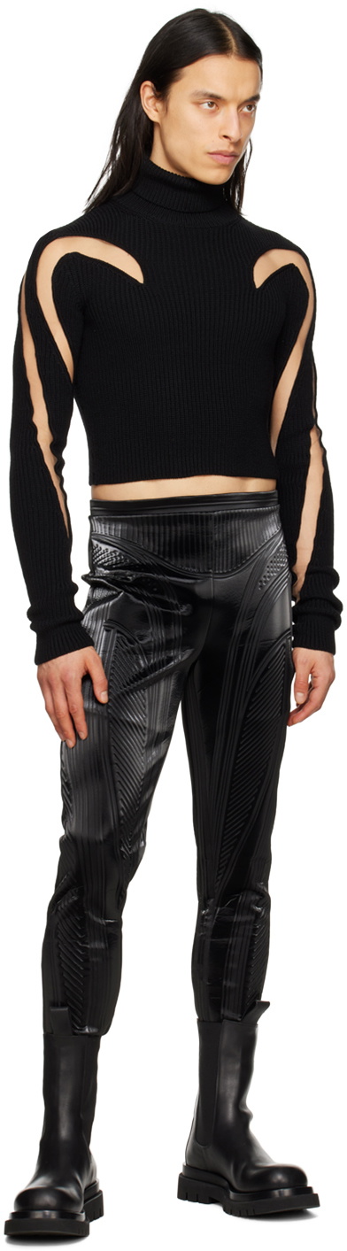 Mugler Black Embossed Trousers