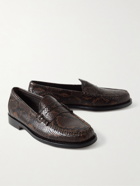 G.H. Bass & Co. - Weejun Heritage Larson Snake-Effect Leather Loafers - Brown