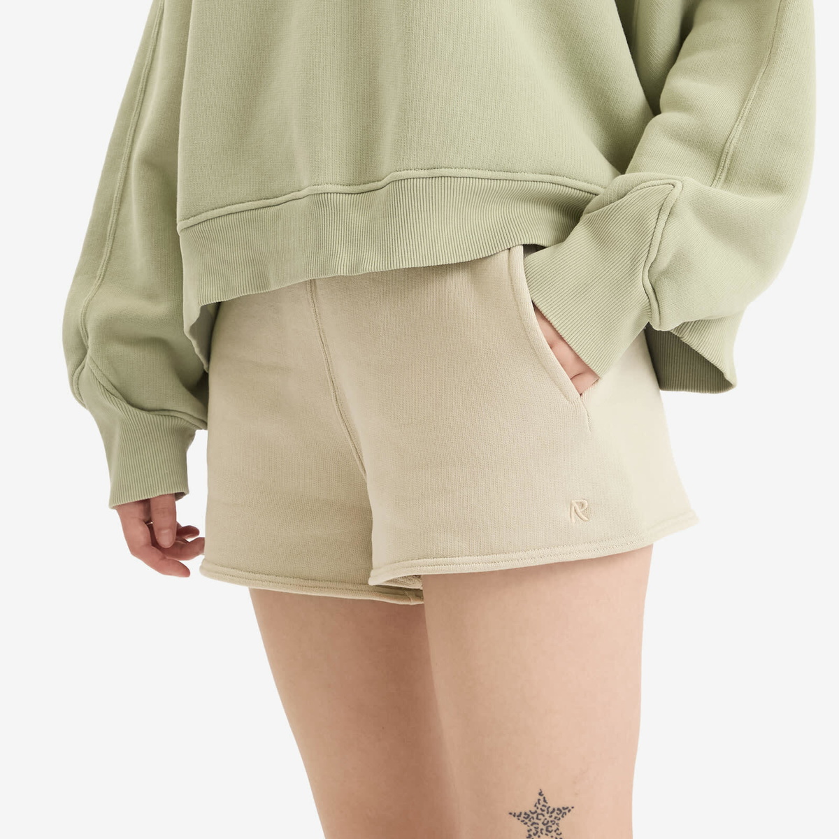 Represent Women's Initial Washed Shorts in Storm