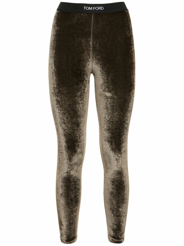 Photo: TOM FORD - Stretch Velvet Logo Leggings