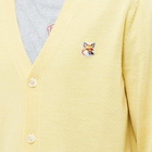 Maison Kitsuné Men's Fox Head Patch Classic Cardigan in Soft Yellow