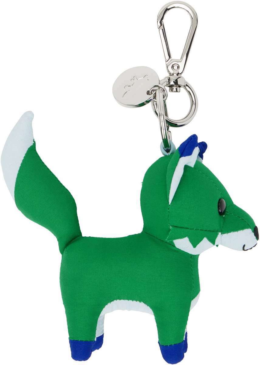 Maison Kitsuné Green Small Colorblock Fox Keychain Maison Kitsune