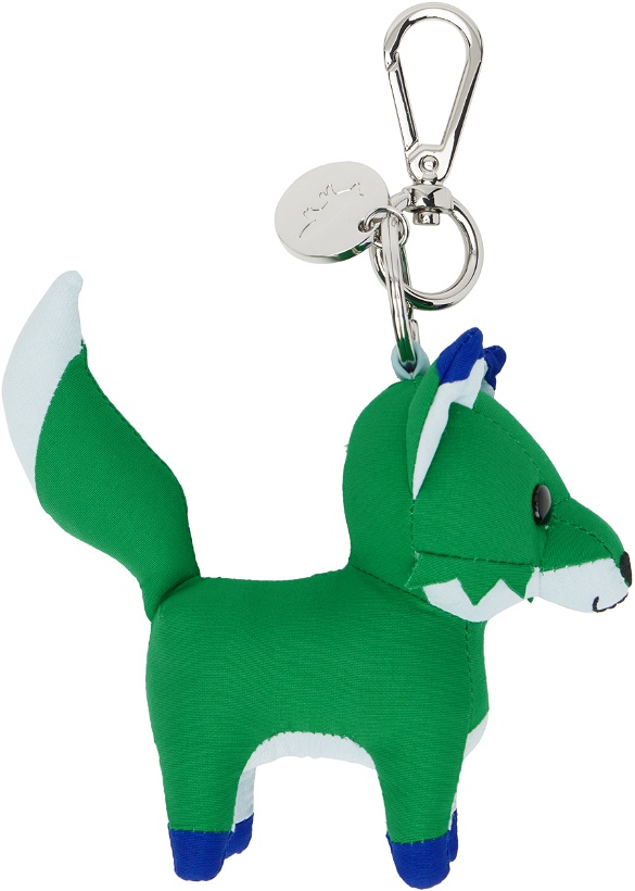 Photo: Maison Kitsuné Green Small Colorblock Fox Keychain