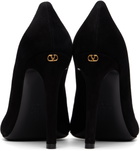 Valentino Garavani Black Open Toe Révélé Suede Heels