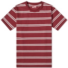 The Real McCoy's Men's The Real McCoys Joe McCoy Double Stripe T-Shirt in Brick Red