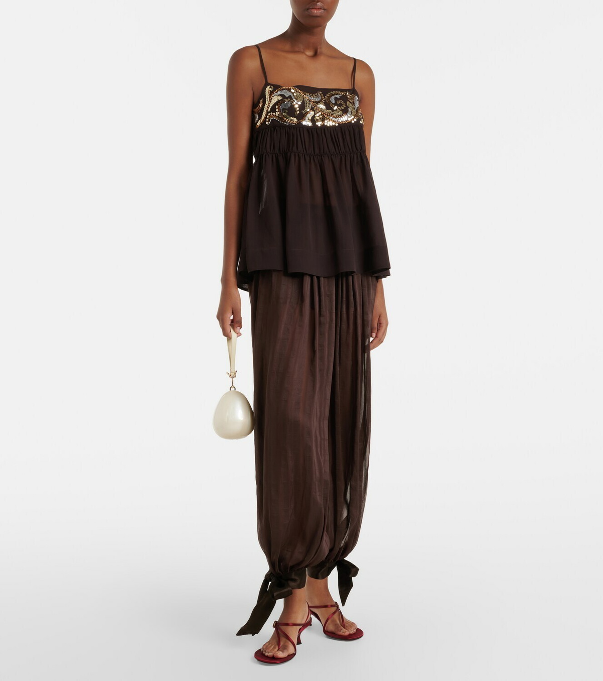 Xu Zhi Striped silk-blend wide-leg pants