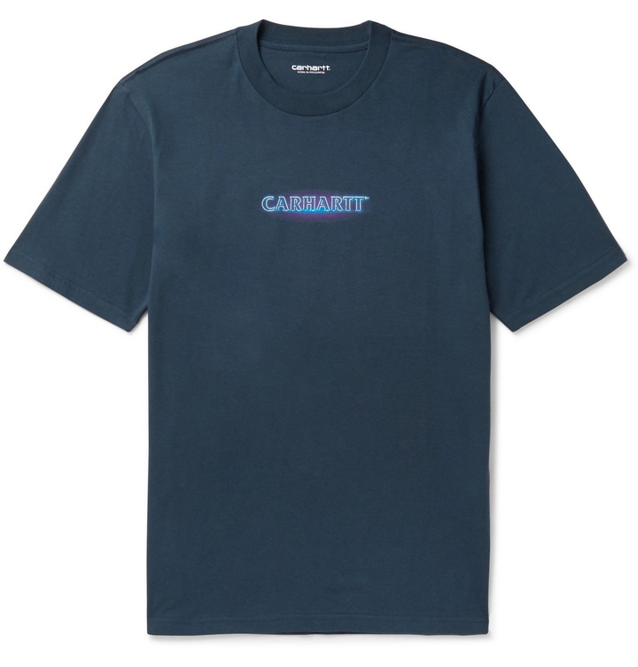 Photo: Carhartt WIP - Logo-Print Cotton-Jersey T-Shirt - Blue