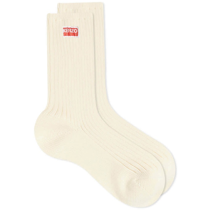 Photo: Kenzo Men's Patch Logo Sock in Off White