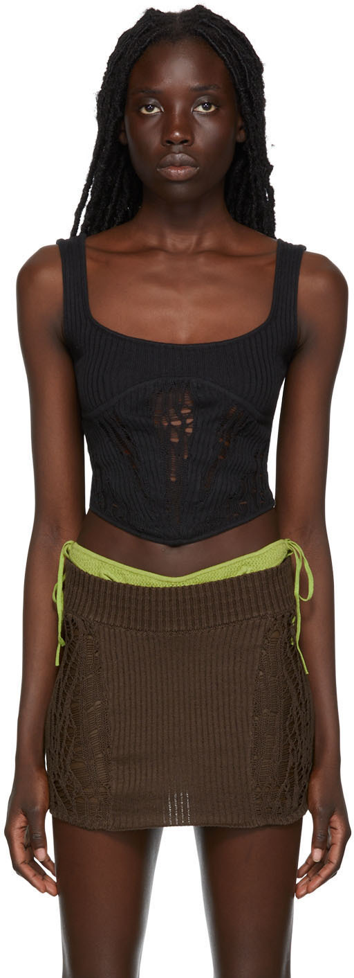Danielle Guizio SSENSE Exclusive Black Tank Top