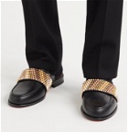 Christian Louboutin - Studded Leather Backless Loafers - Black