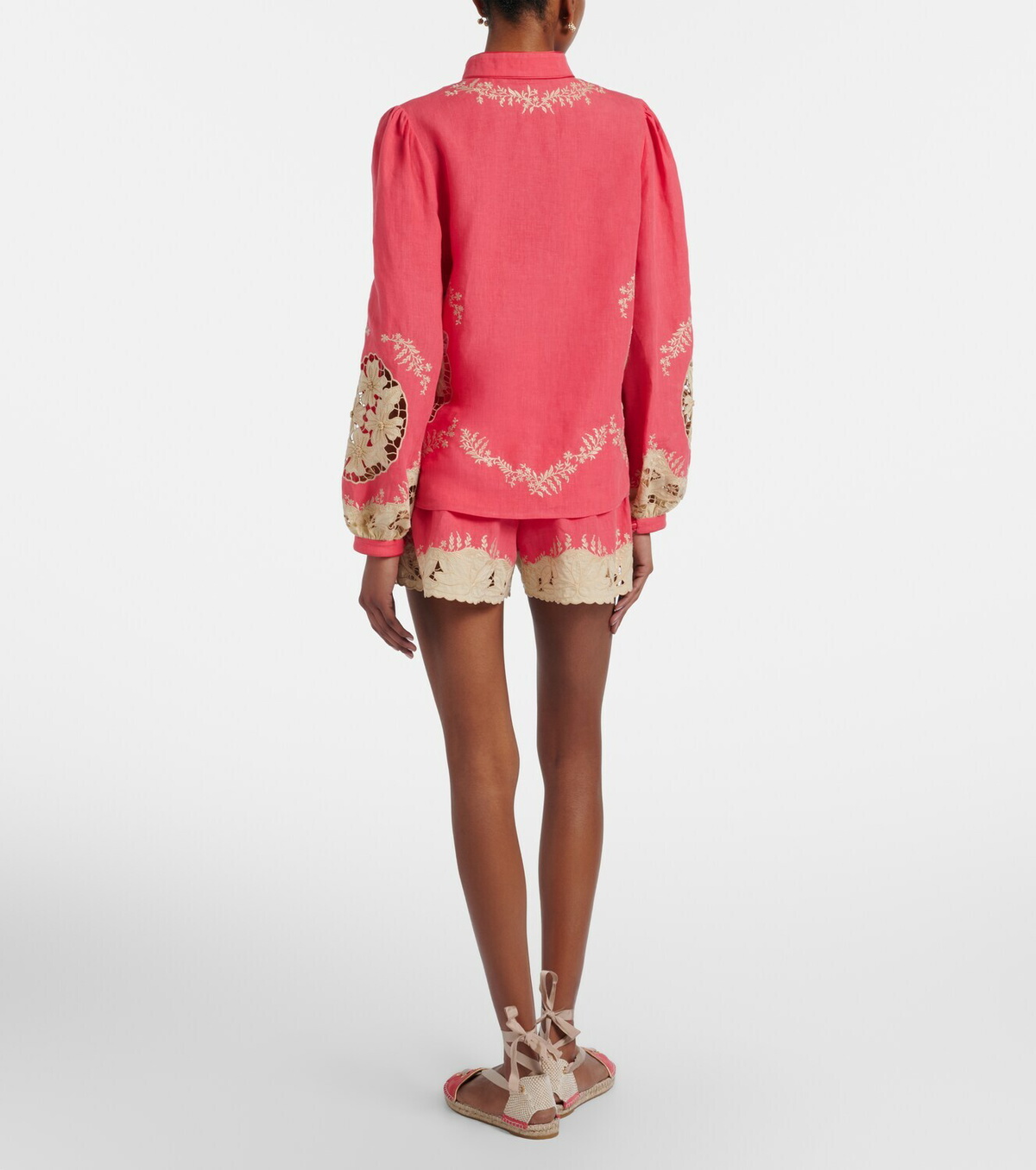 Valentino Embroidered linen shorts