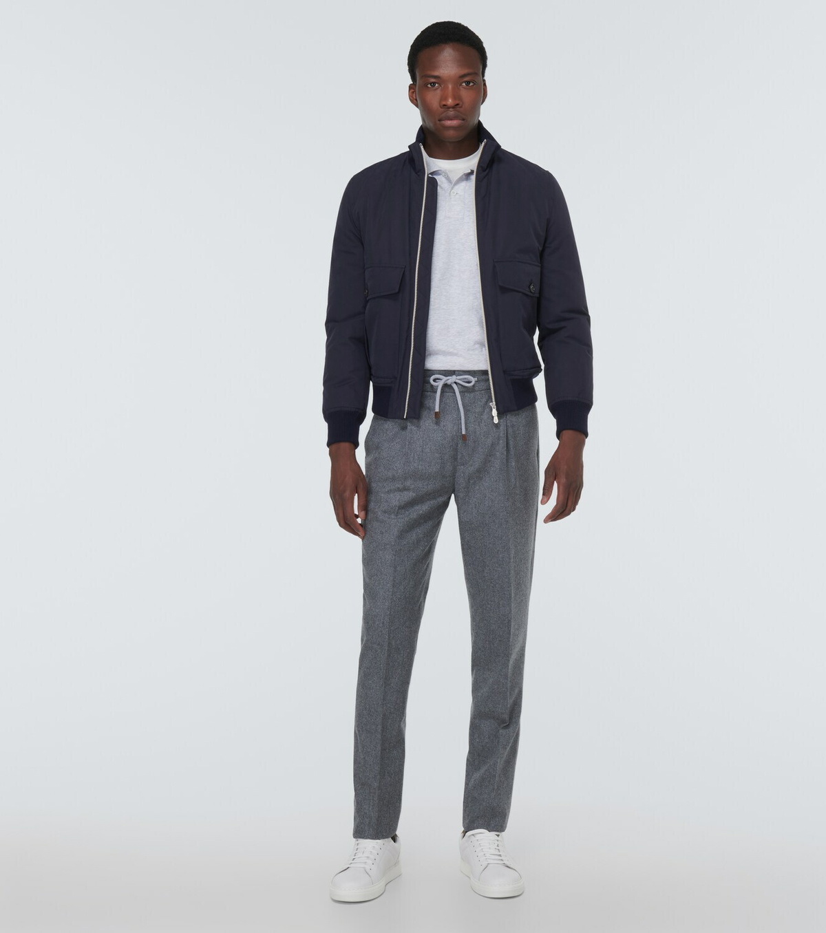 【関税込み】BRUNELLO CUCINELLI PIED DE POULE WOOL PANTS Virgin wool flannel trousers for Man in Night | Brunello