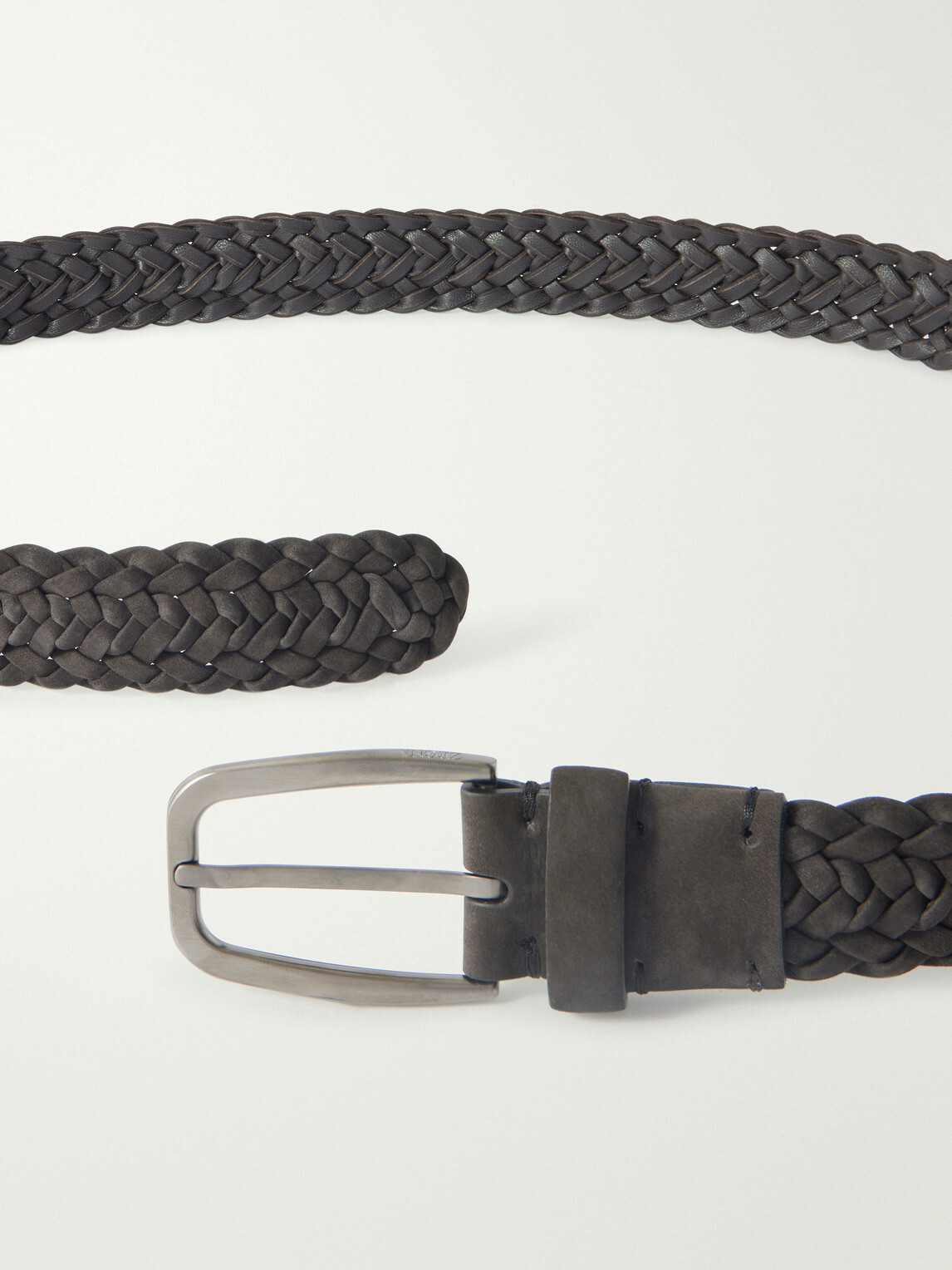 Zegna - 3.2cm Woven Nubuck Belt - Brown