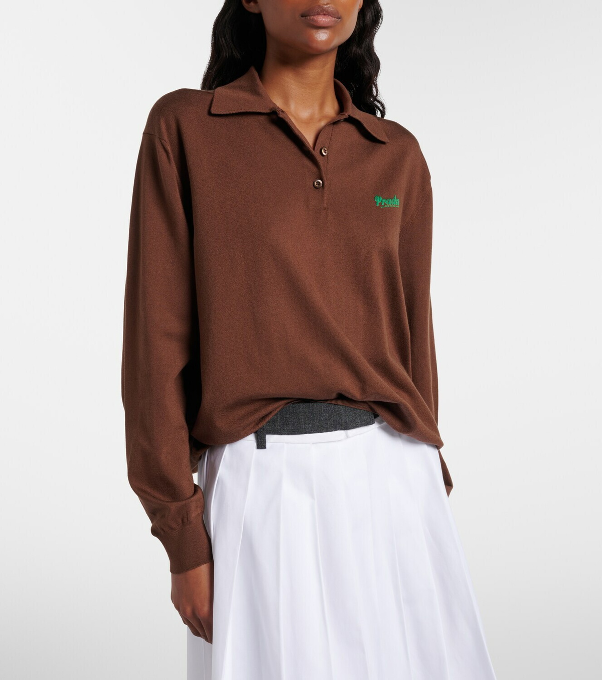 Prada Silk-blend polo sweater