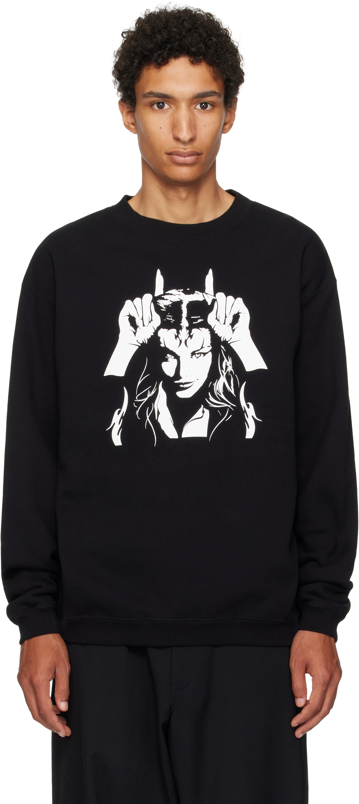 Y's For Men Black Graphic Sweatshirt