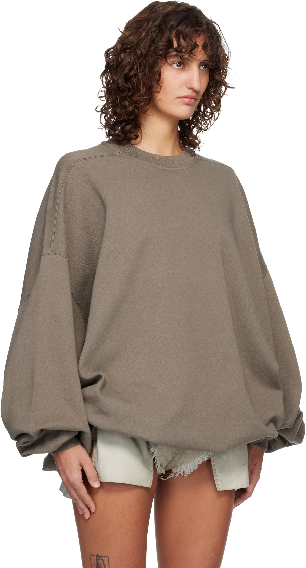 Rick Owens DRKSHDW Gray Temple Hun Crewneck Sweatshirt