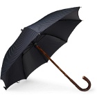 Francesco Maglia - Pinstriped Chestnut Wood-Handle Umbrella - Blue