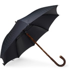 Francesco Maglia - Pinstriped Chestnut Wood-Handle Umbrella - Blue