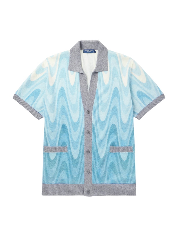 Photo: Frescobol Carioca - Romero Printed Brushed Wool and Cashmere-Blend Cardigan - Blue