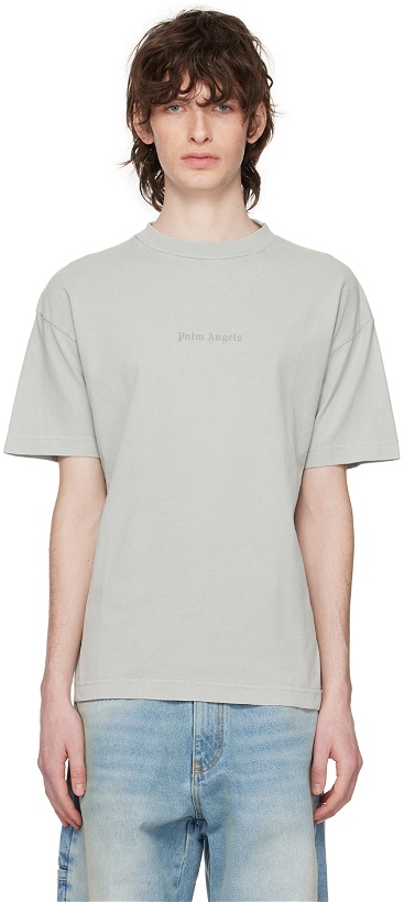 Photo: Palm Angels Gray Garment-Dyed T-Shirt