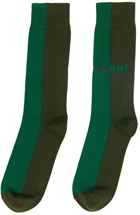 Marni Khaki & Green Logo Socks