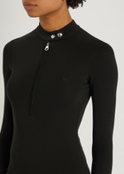 Courrèges Biker Logo-embroidered Stretch-crepe Bodysuit Black