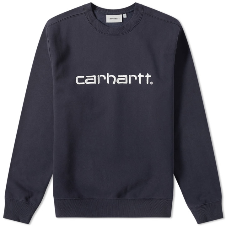 Photo: Carhartt Embroidered Logo Sweat Dark Navy & White